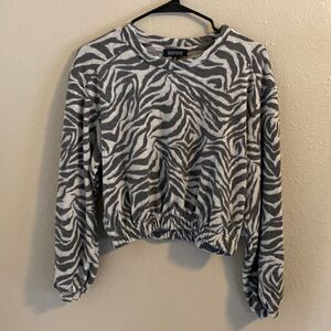LA LA LAND Creative Co. zebra striped cozy crewneck sweater - NWT